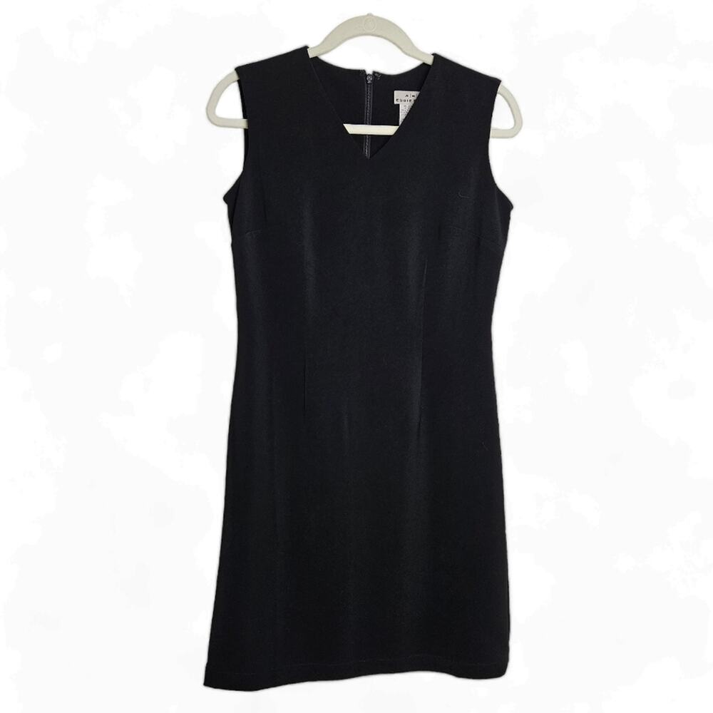 Vintage AKA Eddie Bauer Womens Sleeveless Black Sheath Dress Size 4P Minimalist